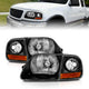 ANZO 1997-2003 Ford F150 Crystal Headlight Black w/ Parking Light - Burkken Auto Parts