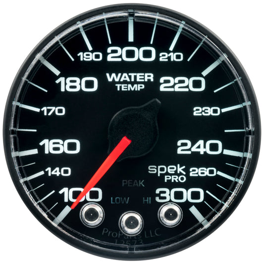 Autometer Spek-Pro Gauge Water Temp 2 1/16in 300f Stepper Motor W/Peak & Warn Blk/Blk - Burkken Auto Parts
