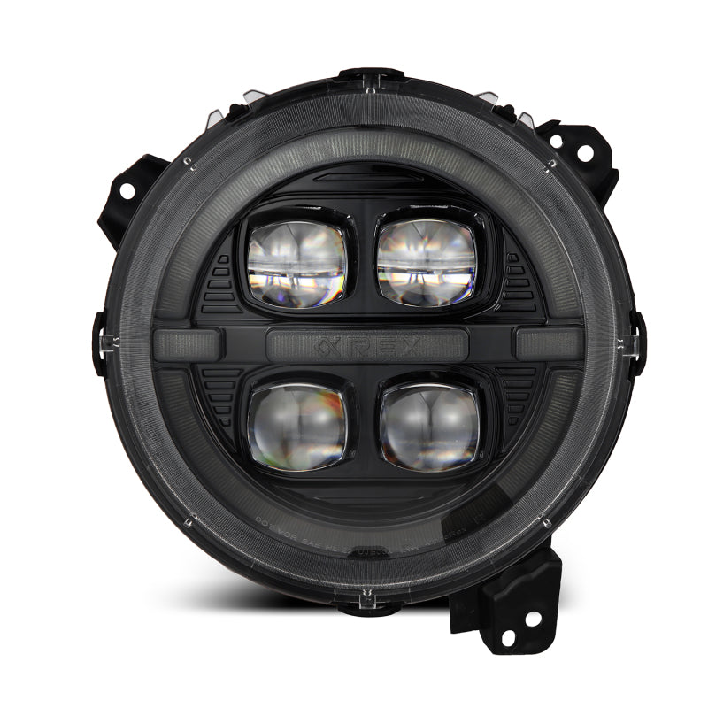 AlphaRex 18-23 Jeep Wrangler JL/Gladiator JT LED Proj Headlights Alpha-Blk w/ Activ Light/Seq Signal - Burkken Auto Parts