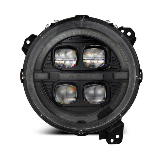 AlphaRex 18-23 Jeep Wrangler JL/Gladiator JT LED Proj Headlights Alpha-Blk w/ Activ Light/Seq Signal - Burkken Auto Parts
