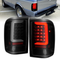 ANZO 1993-1997 Ford  Ranger LED Tail Lights w/ Light Bar Black Housing Smoked Lens - Burkken Auto Parts