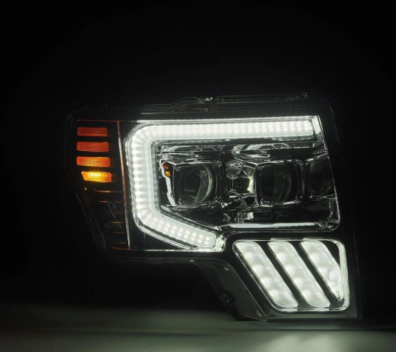 AlphaRex 09-14 Ford F-150 PRO-Series Projector Headlights Plank Style Chrm w/Activ Light/Seq Signal - Burkken Auto Parts