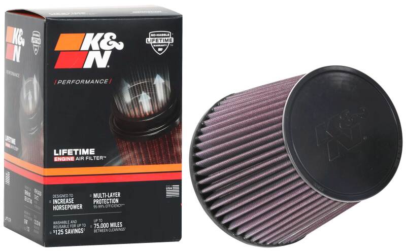 K&N Universal Clamp-On Air Filter 5in FLG / 6-1/2in B / 5in T / 6-1/2in H - Burkken Auto Parts