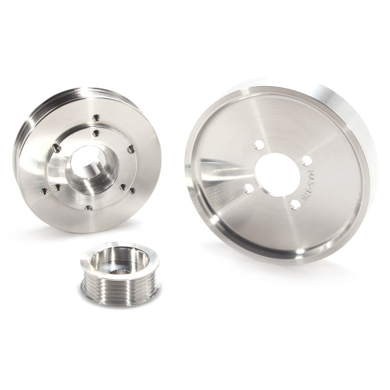 BBK 02-04 Mustang 4.6 GT Underdrive Pulley Kit - Lightweight CNC Billet Aluminum (3pc) - Burkken Auto Parts