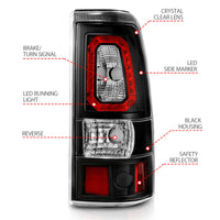 ANZO 2003-2006 Chevy Silverado 1500 LED Taillights Plank Style Black w/Clear Lens - Burkken Auto Parts
