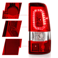 ANZO 1999-2002 Chevy Silverado 1500 LED Taillights Plank Style Chrome With Red/Clear Lens - Burkken Auto Parts