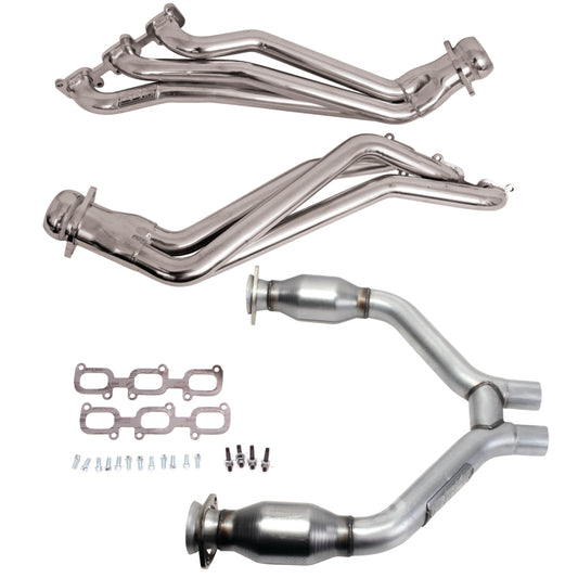 BBK 15-17 Ford Mustang V6 1-3/4 Long Tube Headers w/High Flow Catted H Pipe (Silver Ceramic) - Burkken Auto Parts