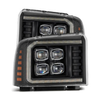 AlphaRex 05-07 Ford F250/350/450/550 Super Duty NOVA LED Proj HL Blk w/Actv Light & Seq Sig + SB DRL - Burkken Auto Parts