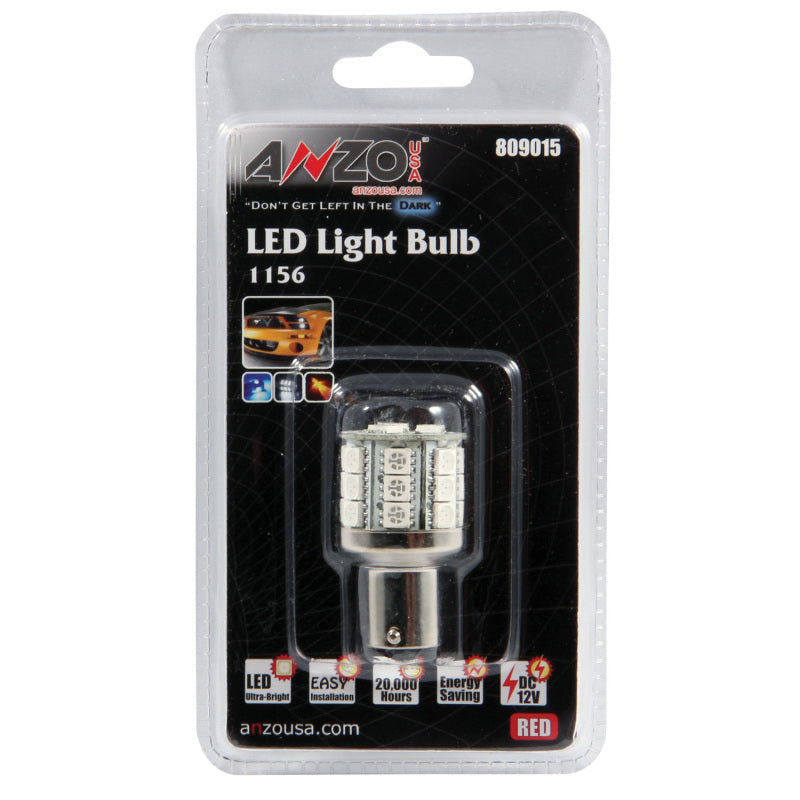 ANZO LED Bulbs Universal LED 1156 Red - 23 LEDs 1 3/4in Tall - Burkken Auto Parts