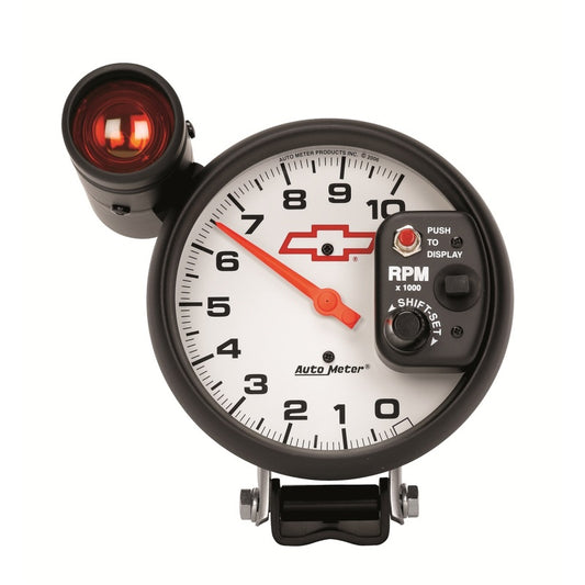 AutoMeter 5in (127mm) Pedestal Tachometer, 0-10,000 RPM, Chevy Red Bowtie - Burkken Auto Parts