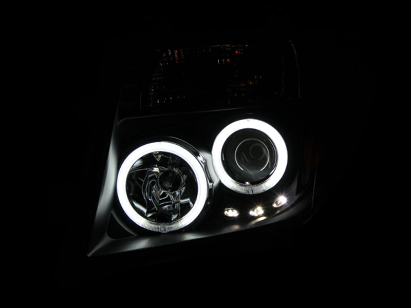 ANZO 2005-2008 Nissan Frontier Projector Headlights w/ Halo Black - Burkken Auto Parts