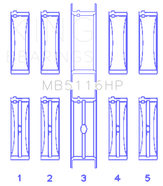 King Engine Bearings Chrysler 426CI/440CI V8 OHV (STDX Size) Crankshaft Main Bearing Set