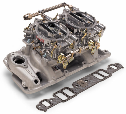 Edelbrock Manifold and Carb Kit Dual Quad RPM Air Gap 390-428 FE Ford - Burkken Auto Parts