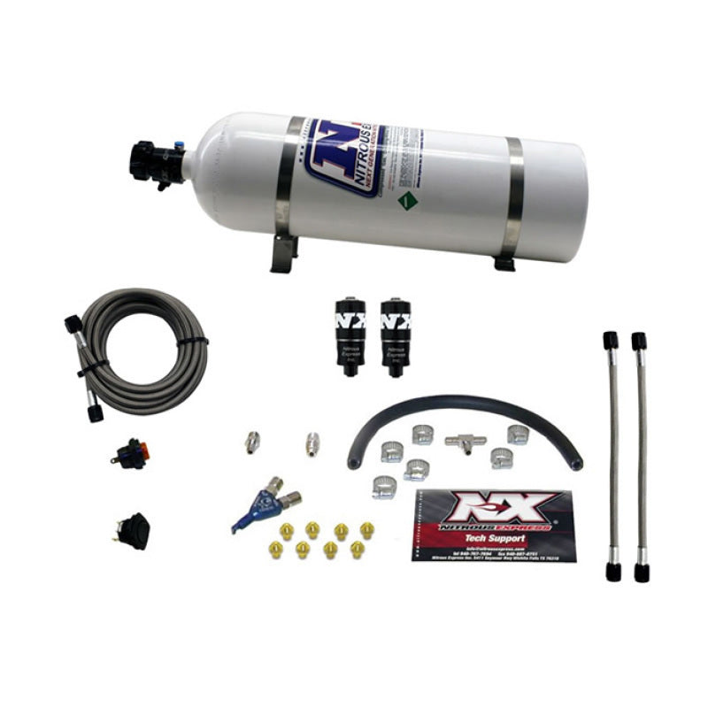 Nitrous Express Hitman EFI Single Nozzle Piranha Nitrous Kit (35-75HP) w/15lb Bottle - Burkken Auto Parts