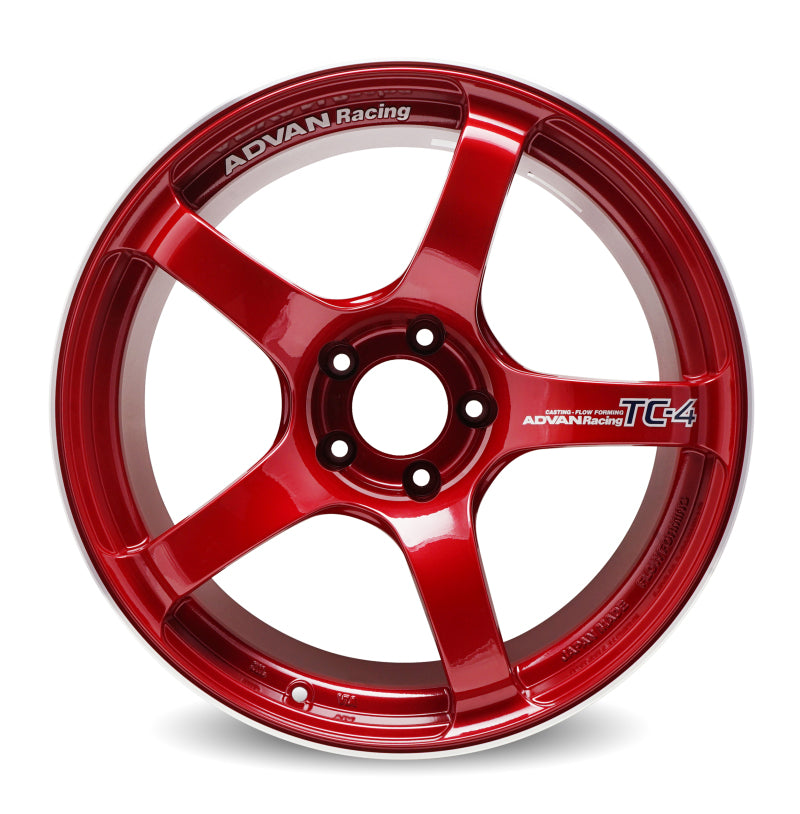 Advan TC4 18x8 +47 5-100 Racing Candy Red & Ring Wheel - Burkken Auto Parts