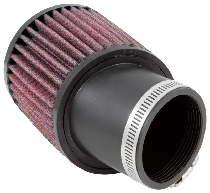 K&N Filter Universal Rubber Round Straight Filter 20 Deg Angled 2-7/16in Flange 3-3/4in OD 4in H - Burkken Auto Parts