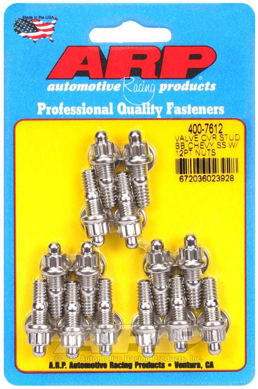 ARP BB Chevy Stamped Steel Covers SS 12 pt Valve Cover Stud Kit - Burkken Auto Parts