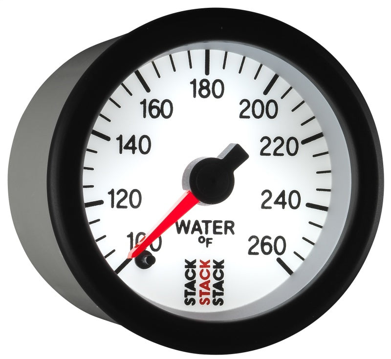 Autometer Stack 52mm 100-260 Deg F 1/8in NPTF Male Pro Stepper Motor Water Temp Gauge - White - Burkken Auto Parts