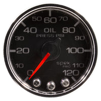 Autometer Spek-Pro Gauge Oil Press 2 1/16in 120psi Stepper Motor W/Peak & Warn Blk/Chrm - Burkken Auto Parts