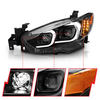 ANZO 2014-2015 Mazda 6 Projector Headlights w/ Plank Style Design Black - Burkken Auto Parts