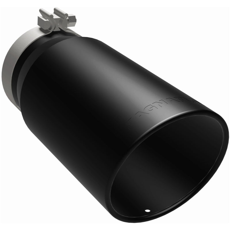 MagnaFlow Tip Stainless Black Coated Single Wall Round Single Outlet 6in Dia 5in Inlet 13in L - Burkken Auto Parts