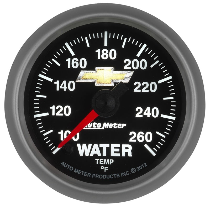 AutoMeter Gauge Water Temp 2-1/16in. 100-260 Deg. F Digital Stepper Motor Chevy Gold Bowtie - Burkken Auto Parts