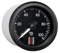 Autometer Stack 52mm 0-100 PSI 1/8in NPTF Male Pro Stepper Motor Oil Pressure Gauge - Black - Burkken Auto Parts