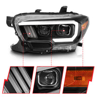ANZO 2016-2017 Toyota Tacoma Projector Headlights w/ Plank Style Switchback Black w/ Amber - Burkken Auto Parts