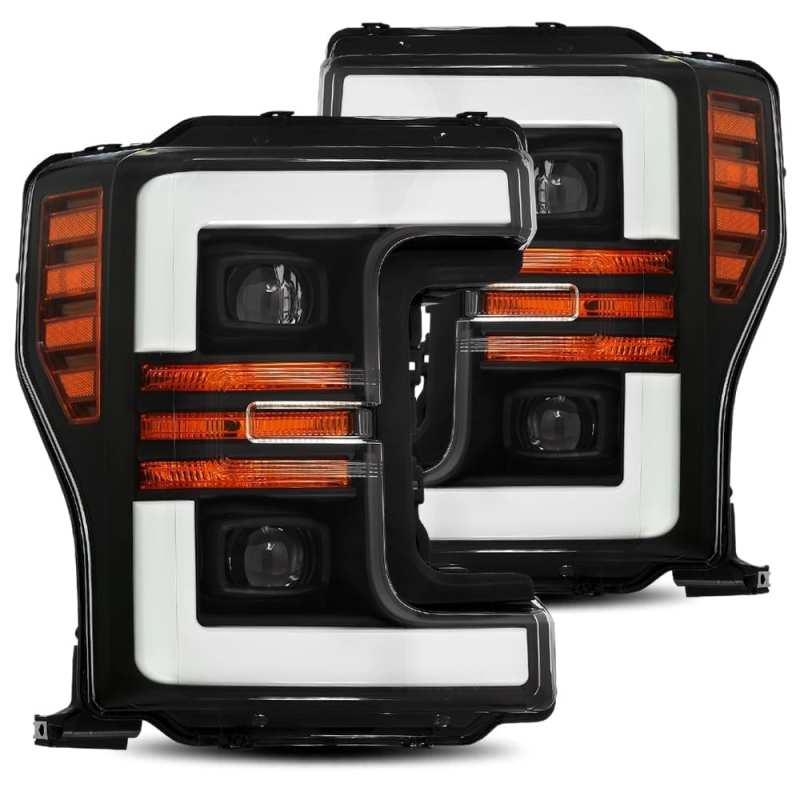 AlphaRex 17-19 Ford F-250 SD PRO-Series Proj Headlight Plnk Style Matte Blk w/Activ Light/Seq Signal - Burkken Auto Parts