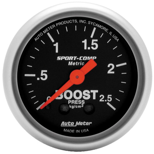 Autometer Sport-Comp 52mm METRIC 0-2.5kg/Cm2 Mechanical Gauge - Burkken Auto Parts