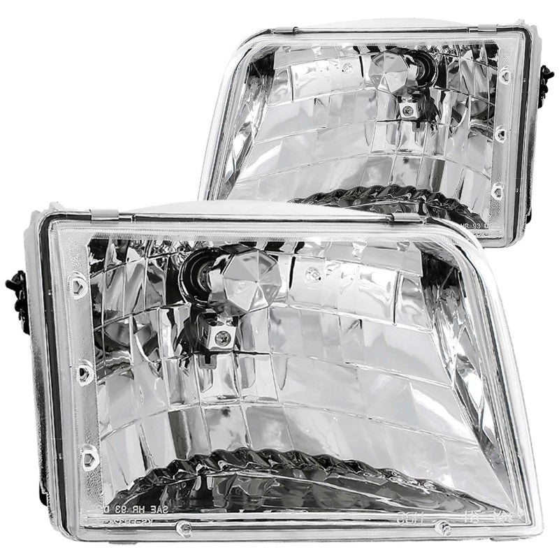 ANZO 1993-1997 Ford Ranger Crystal Headlights Chrome - Burkken Auto Parts