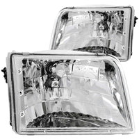 ANZO 1993-1997 Ford Ranger Crystal Headlights Chrome - Burkken Auto Parts