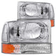 ANZO 2000-2004 Ford Excursion Crystal Headlights Chrome w/ Corner Lights 2pc - Burkken Auto Parts