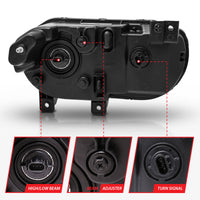ANZO 2008-2014 Dodge Challenger Crystal Headlights Black - Burkken Auto Parts