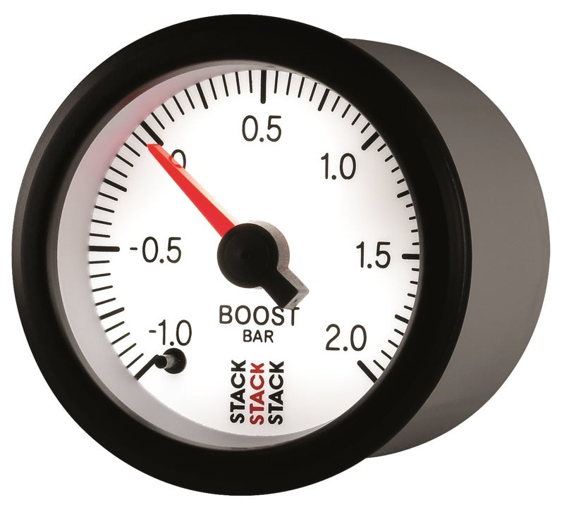Autometer Stack 52mm -1 to +2 Bar (Incl T-Fitting) Pro Stepper Motor Boost Pressure Gauge - White - Burkken Auto Parts