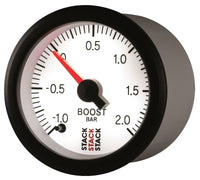 Autometer Stack 52mm -1 to +2 Bar (Incl T-Fitting) Pro Stepper Motor Boost Pressure Gauge - White - Burkken Auto Parts