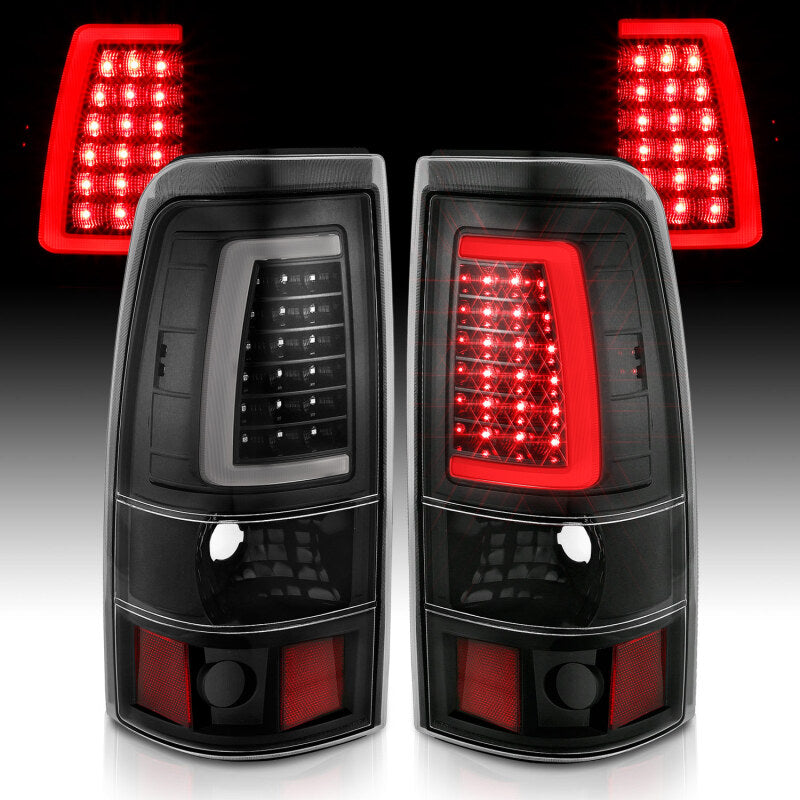 ANZO 2003-2006 Chevy Silverado 1500 LED Taillights Plank Style Black w/Clear Lens - Burkken Auto Parts