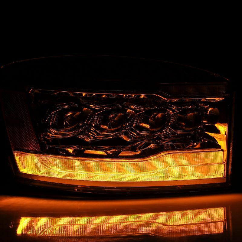 AlphaRex 06-08 Dodge Ram 1500HD NOVA LED Proj Headlights Plank Style Blk w/Seq Signal/DRL/Amber LED - Burkken Auto Parts