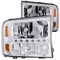 ANZO 2000-2004 Ford Excursion Crystal Headlights Chrome w/ LED 1pc - Burkken Auto Parts