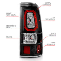 ANZO 2003-2006 Chevy Silverado 1500 LED Taillights Plank Style Black w/Clear Lens - Burkken Auto Parts