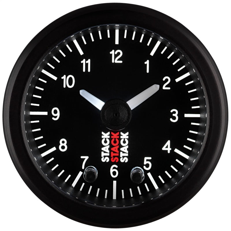 Autometer Stack Analog Clock Gauge - Black - Burkken Auto Parts