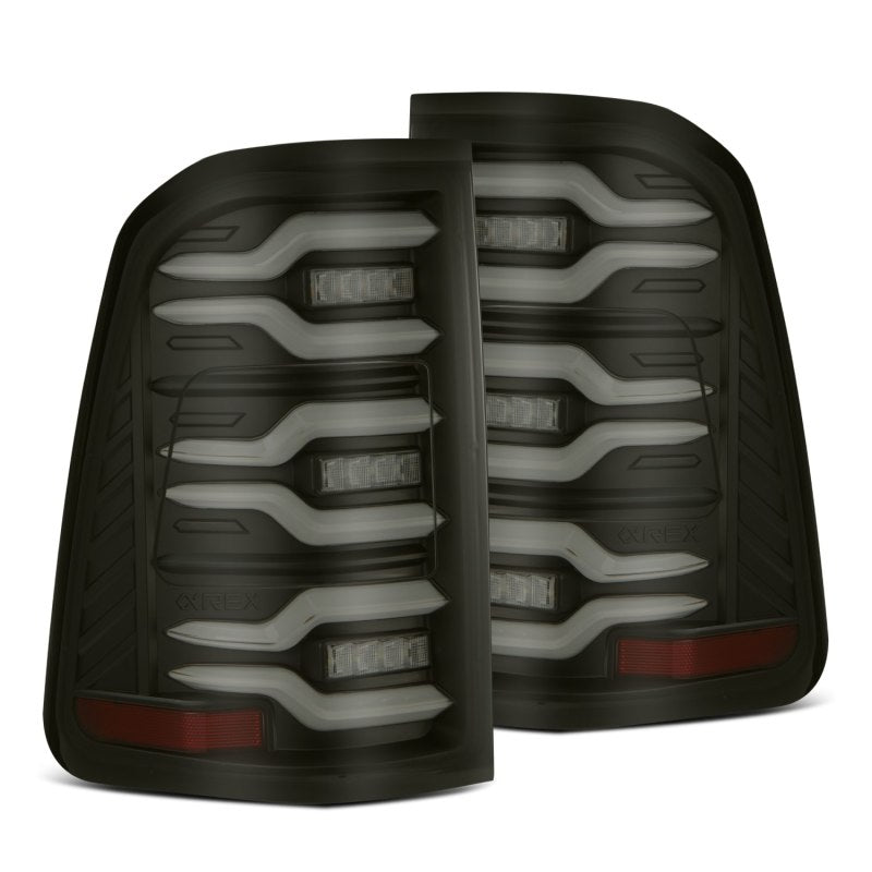 AlphaRex 19-21 Dodge Ram 1500 Luxx-Series LED Tail Lights Black w/Activ Light/Seq Signal - Burkken Auto Parts