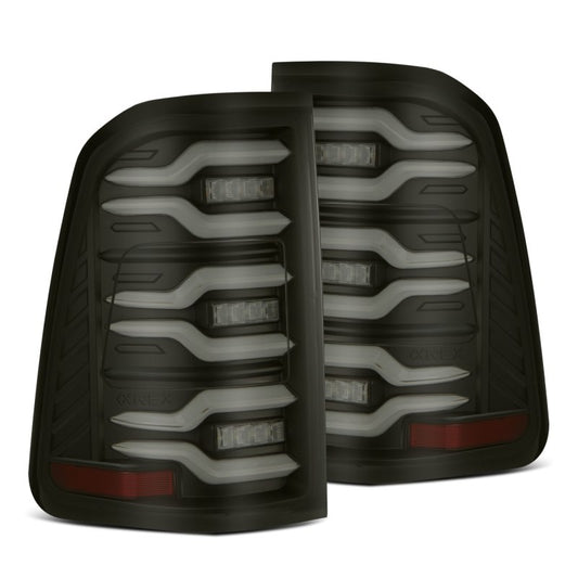 AlphaRex 19-21 Dodge Ram 1500 Luxx-Series LED Tail Lights Black w/Activ Light/Seq Signal - Burkken Auto Parts