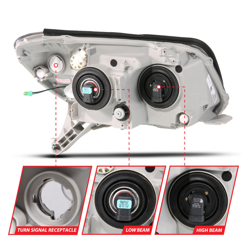 ANZO 06-09 Toyota 4 Runner Projector Headlights Plank Style - Black - Burkken Auto Parts