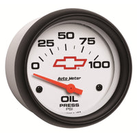 AutoMeter Gauge Oil Pressure 2-5/8in. 100PSI Electric Chevy Red Bowtie White - Burkken Auto Parts