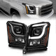 ANZO 15-17 GMC Yukon/Yukon XL Projector Headlights Black Housing/Clear Lens (w/ Light Bars) - Burkken Auto Parts