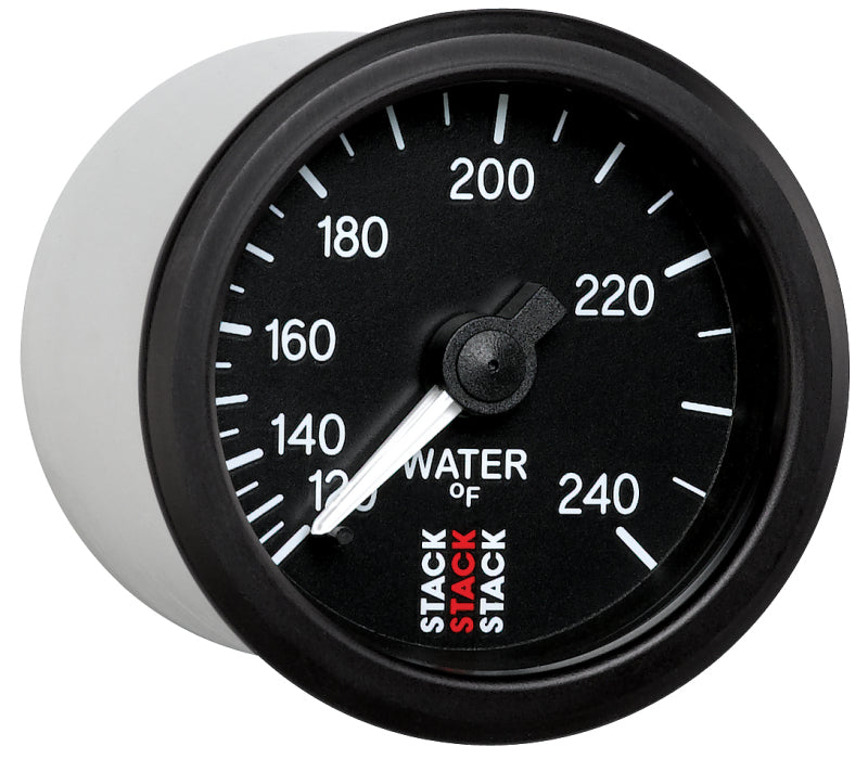 Autometer Stack 52mm 120-240 Deg F 1/2in Npt (M) Mechanical Water Temp Gauge - Black - Burkken Auto Parts