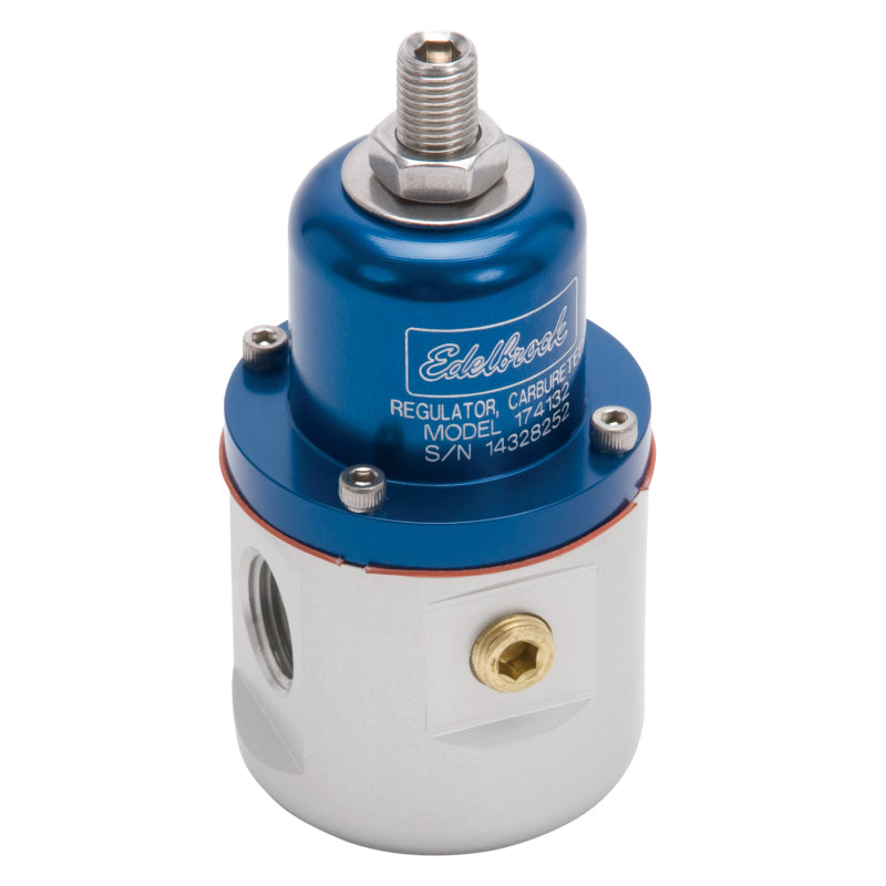Edelbrock Fuel Pressure Regulator Carbureted 160 GPH 5-10 PSI 3/8In In/Out 3/8In Return Blue/Clear - Burkken Auto Parts