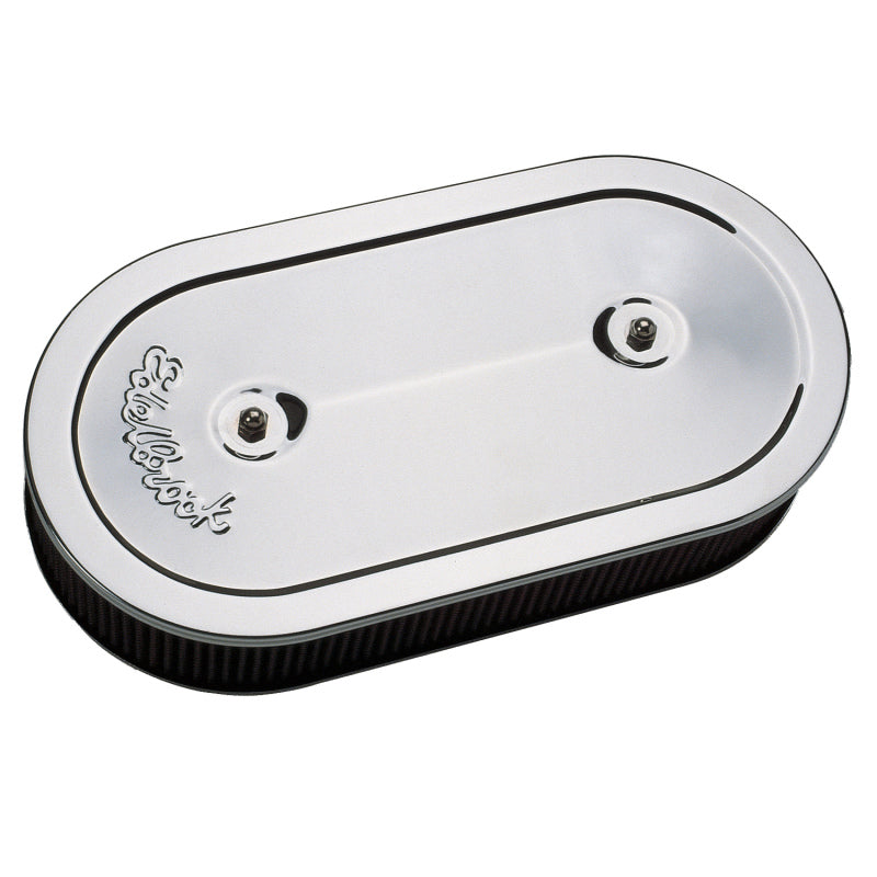 Edelbrock Air Cleaner Pro-Flo Series Oval Steel Top 13 5In X 7In X 3 5In Dual Carburetor Chrome - Burkken Auto Parts