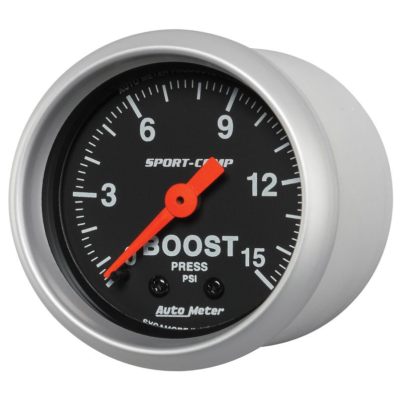 Autometer 2-1/16in 0-15 PSI Mechanical Sport-Comp Boost Pressure Gauge - Burkken Auto Parts